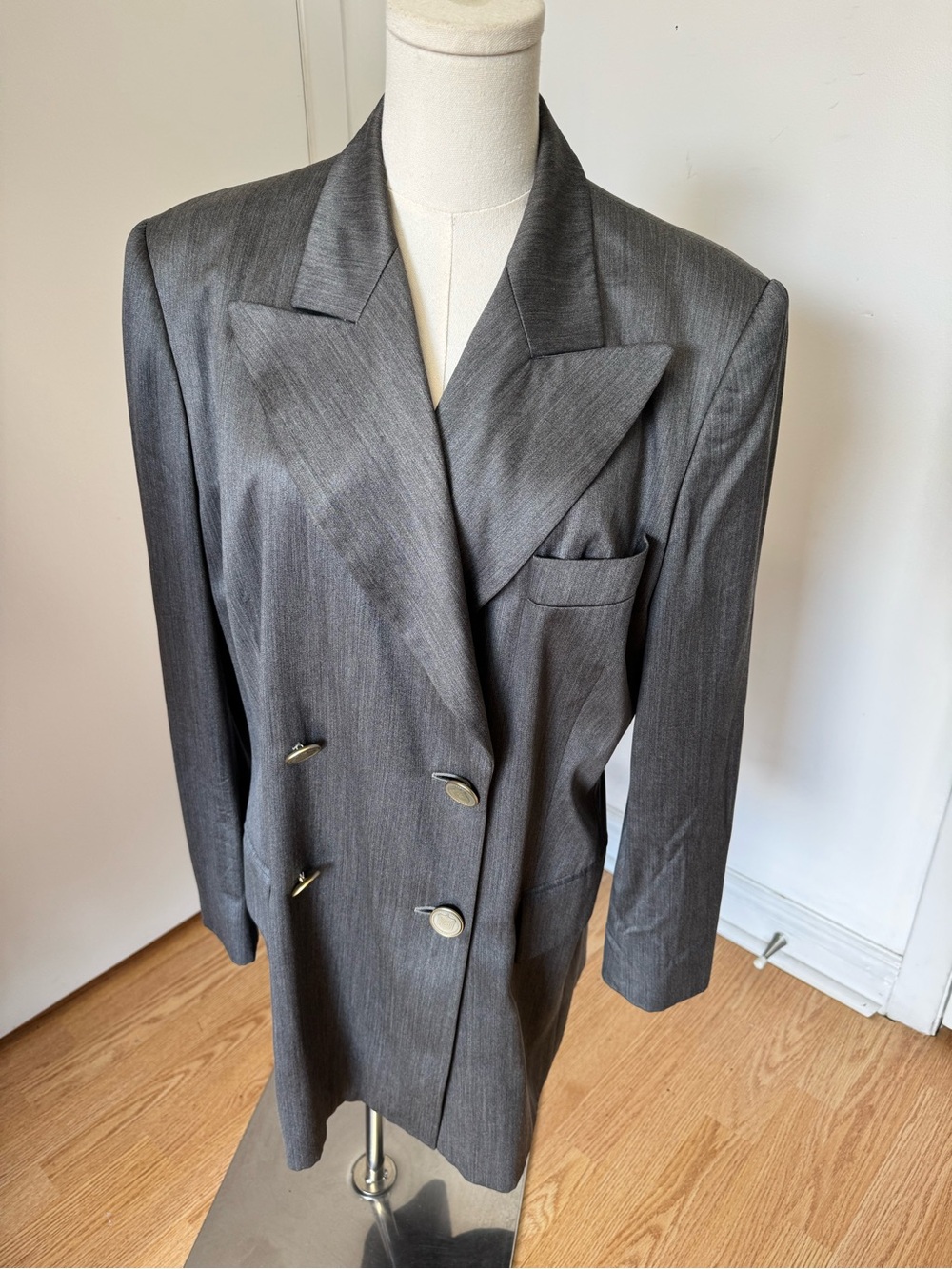 Escada Classic Double-Breasted Gray Women's Blazer Coat
